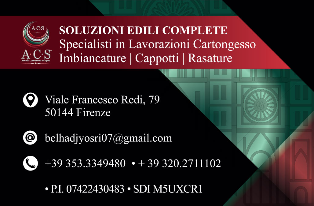 realizzazione grafica stampa e fornitura biglietti da visita aziendali per azienda costruzioni - ACS - Studio Grafico Grosseto Vulcano Comunicazione