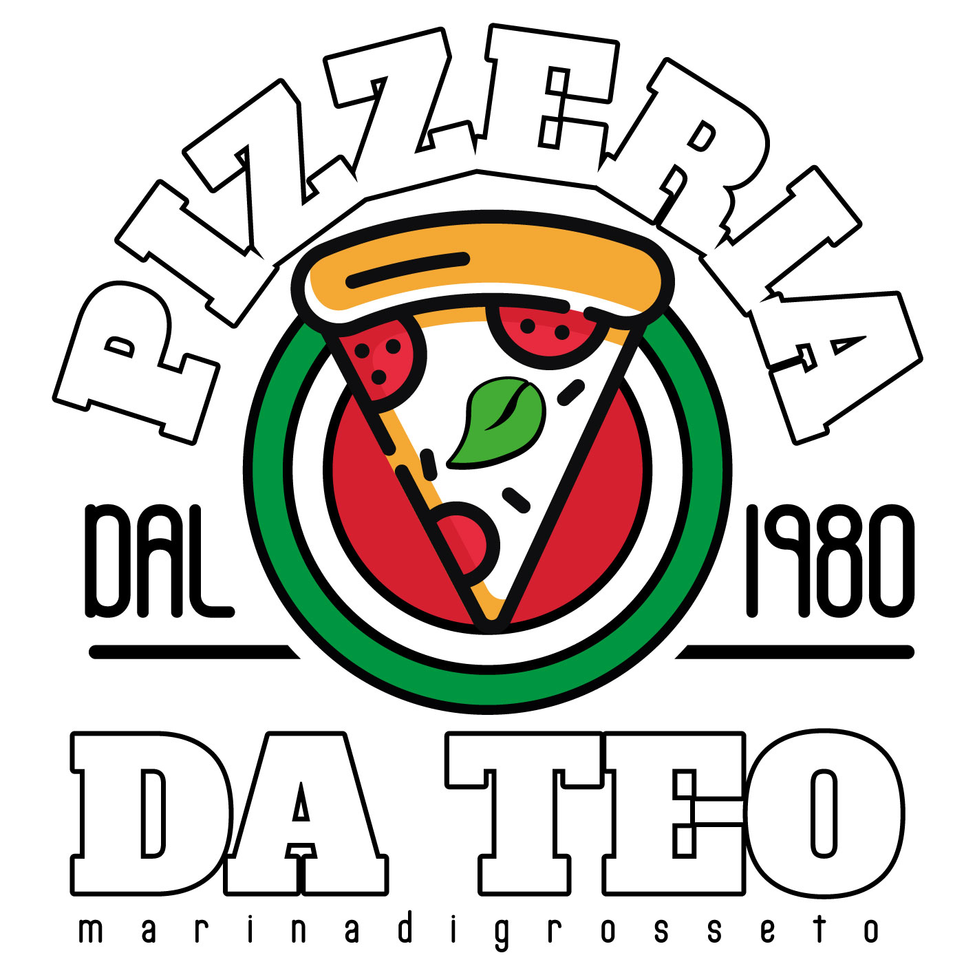 progettazione e realizzazione LOGO VETTORIALE per pizzeria da TEO marina di grosseto - studio grafico grosseto Vulcano Comunicazione